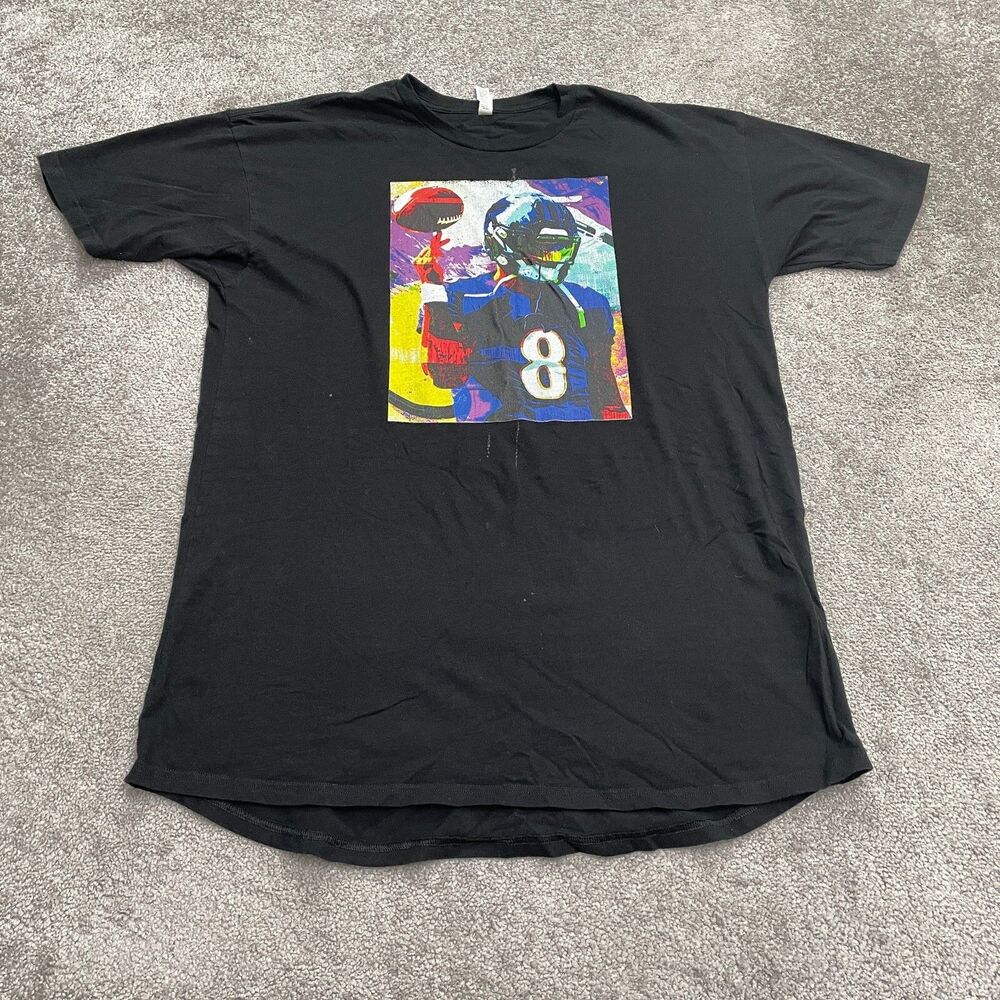 Bella + Canvas NFL Lamar Jackson Baltimore Ravens Graphic Tee Mens 2XL Black Top